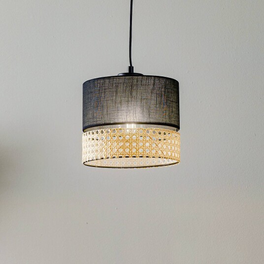 TK Lighting Hengelampe Paglia svart/rotting enkel flamme 20 cm