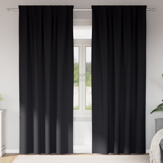 Gardiner med gardiner 2 pcs Svart Polyester