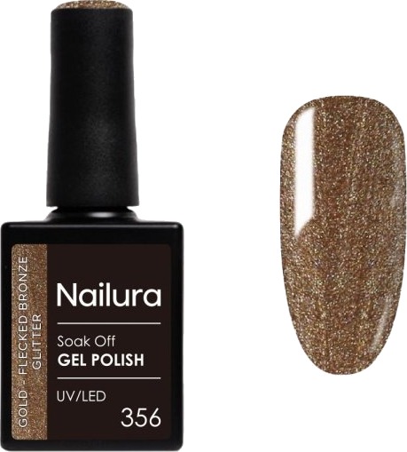 Nailura Gelpolish 356 – Bronse med gullglitter – 10 ml Nailura Gelpolish 356 – Bronse med gullglitter – 10 ml
