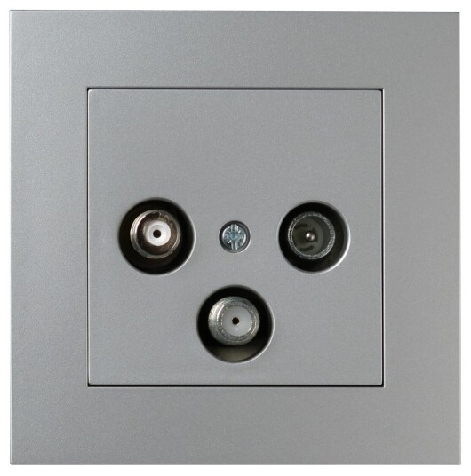 ELKO Plus antennekontakt innfelt m/2sat 3dB Aluminium