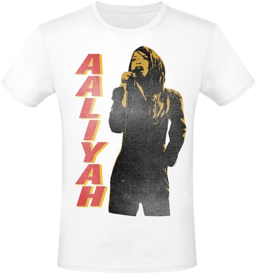 Aaliyah T-skjorte Singing S til 3XL Herrer hvit