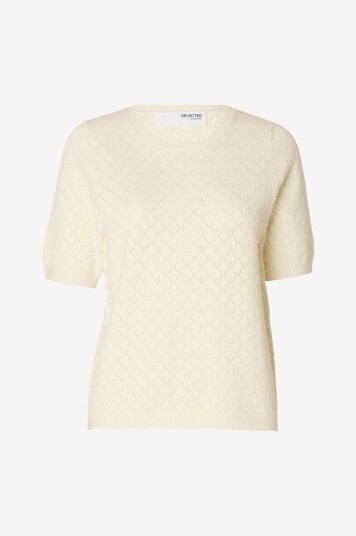 Selected FEMME - Topp slfHelen 2/4 Knit O-neck - Grå