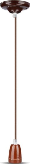 E27 porselen pendeloppheng brun Max 60W Ø4,7cm 68cm ledning uten lyskilde E27 porselen pendeloppheng brun Max 60W Ø4,7cm 68cm ledning uten lyskilde