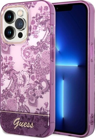 Guess Mobildeksel Porcelain Collection til iPhone 14 Pro Max Fuchsia