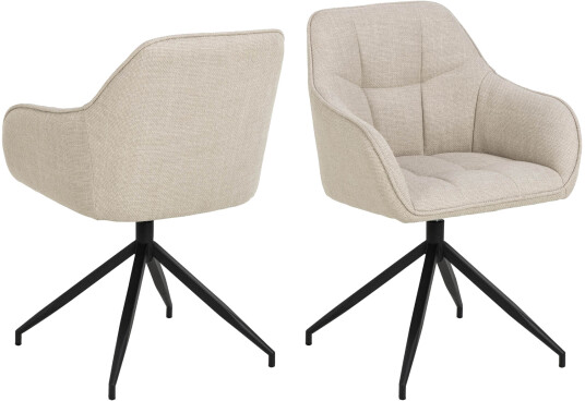 Brenda spisestuestoler med armlener dreiefunksjon beige.