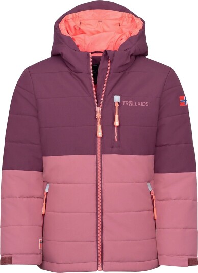 TrollKids Kids Hemsedal Snow Jacket Xt - DEEP RUBY/FROZEN BERRY - 116