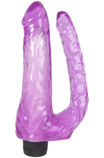 Double Penetrating Vibrating Jelly Dildos Purple