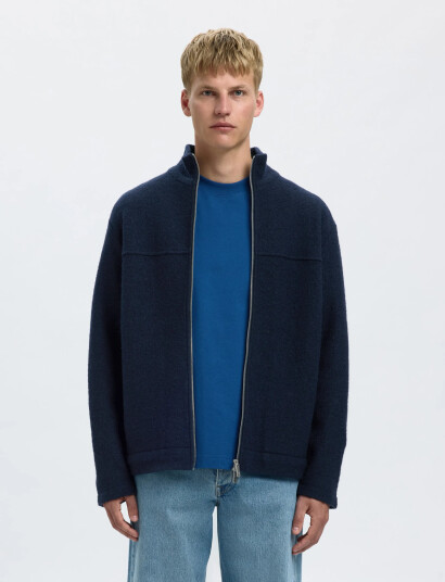 Selected Slhnealy Ls Knit Full Zip Cardigan - Navy - S Selected Slhnealy Ls Knit Full Zip Cardigan - Navy - S