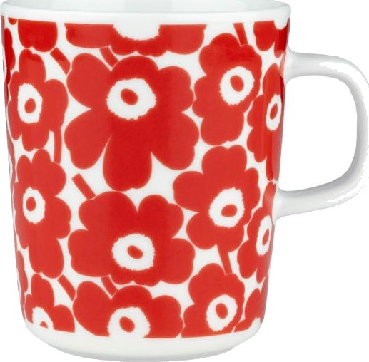 Marimekko  Oiva Unikko pikkuinen 60th anniversary krus 2,5dl hvit/rød