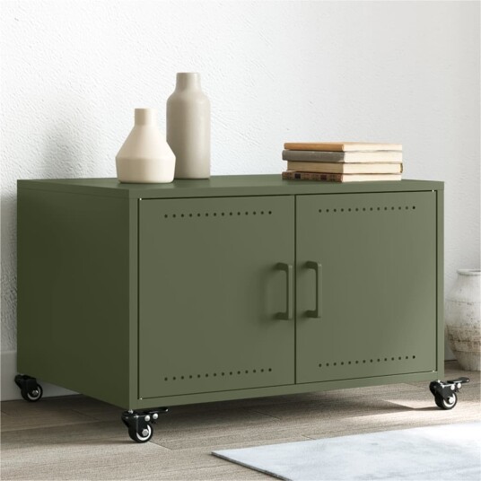 Salongbord olivengrønn 68x50x43,5 cm kaldvalset stål 846690