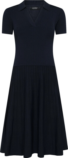 Lauren Ralph Lauren Rib Knit Short Sleeve Sweater Dress Navy M Lauren Ralph Lauren Rib Knit Short Sleeve Sweater Dress Navy M
