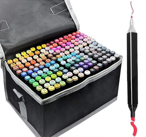 168 pakke Tegnepennsett med Etui Doble Pennespisser 168 pakke Tegnepennsett med Etui Doble Pennespisser