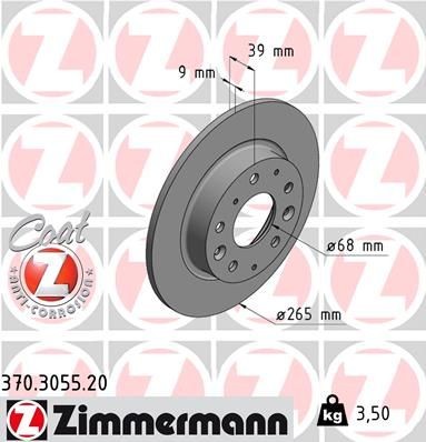 Bremseskive ZIMMERMANN 370.3055.20 Bremseskive ZIMMERMANN 370.3055.20