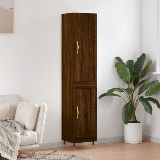 vidaXL Highboard brun eik 34,5x34x180 cm konstruert tre 8720845485184