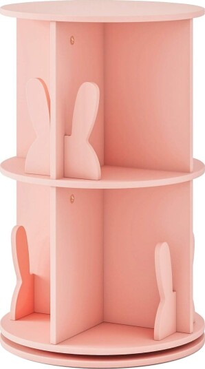 Roterende bokhylle for barn – 2 lags kanindeler rosa