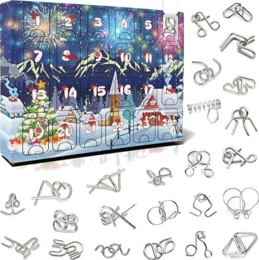 Hjernetrim puslespill Adventskalender 2026 Metallpuslespill Nedtellingskalendere til jul for barn og voksne fra Ancient Wisdom