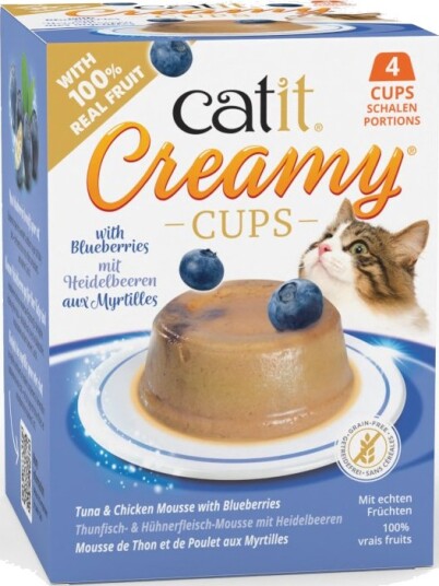 Catit Creamy Cups Tunfisk & Med Blåbær Kylling 4 X 25 G