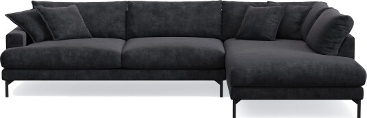 Menard Premium 5 seters høyrevendt L formet dyp sjeselongsofa i chenille Svart