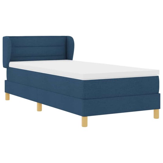 Box Spring Seng med Madrass Blå 90x200 cm Stoff