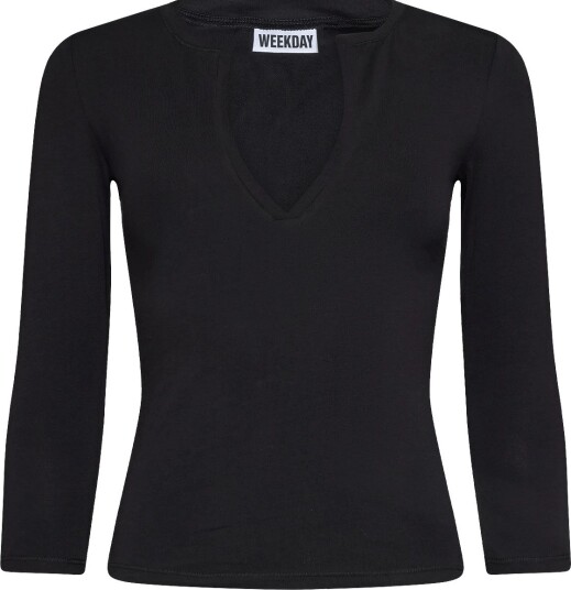 Weekday Nessa V Neck With 3/4 Sleeve BLACK XL Weekday Nessa V Neck With 3/4 Sleeve BLACK XL