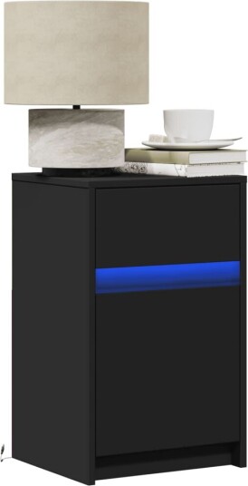 Nattbord med LED 2 stk svart konstruert tre 8721102965661