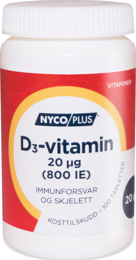 Nycoplus D3 Vitamin 20 µg 100 tabletter Nycoplus D3 Vitamin 20 µg 100 tabletter