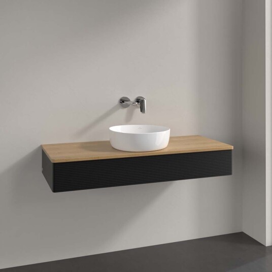 Villeroy & Boch  Antao Servantskap med 1 skuff 120x50x19 cm m/lys Sort Matt/Eik