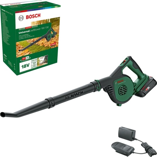 Bosch Batteridrevet løvblåser Universal 18V-130 2,5AH (batteri og lader inkludert) Bosch Batteridrevet løvblåser Universal 18V-130 2,5AH (batteri og lader inkludert)