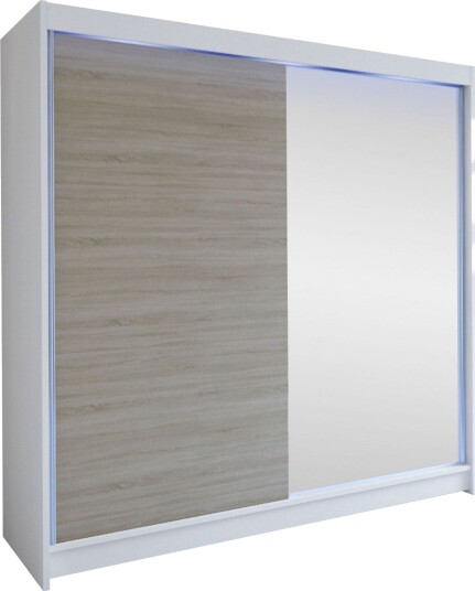 Canderbury Garderobe Med Speil 180x215 cm - Hvit/Brun