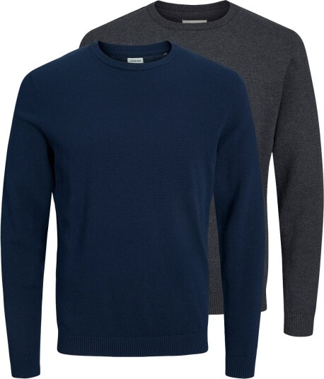 Jack & Jones Jjebasic Knit Crew Neck 2Pk Mp Navy M
