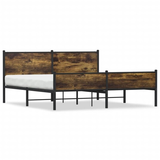 Sengeramme i metall uten madrass røkt eik 180x200 cm 3301387 Sengeramme i metall uten madrass røkt eik 180x200 cm 3301387
