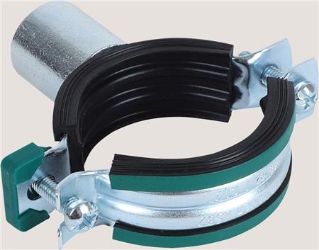 Walraven Ksb2 Triple Rørbøjle Ø54-58. 2-Skrue Elforzinket Med Quicklås. Gevindmuffe M8/10/½". Støjreducerende Sort Og Epdm Gummi