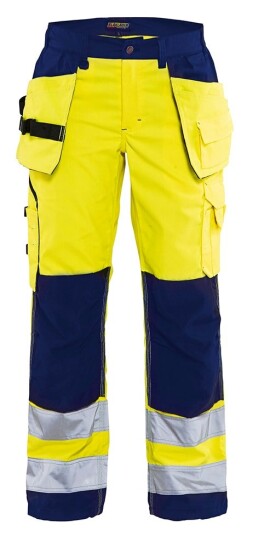 Blåkläder Håndverksbukse varsel dame Gul/marineblå D25 Blåkläder Håndverksbukse varsel dame Gul/marineblå D25