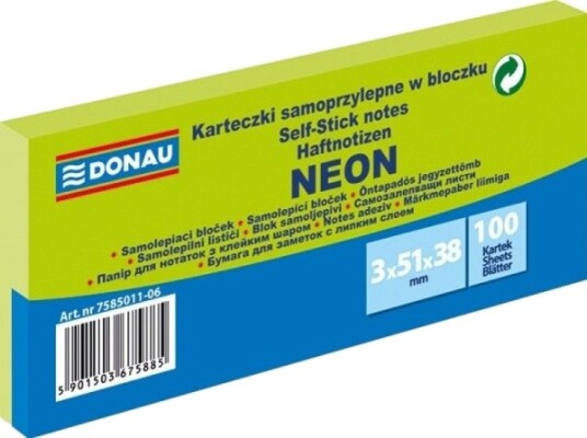 Donau Selvklebende Blokk 38 X 51 Mm 100K Neon Grønn 3 Stk 7585011 06