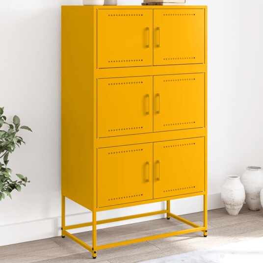 Skjenk sennepsgul 68,5x38,5x123,5 cm stål 8721102633744