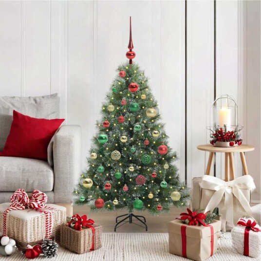 Kunstig juletre med 150 LED med stativ grønn 120 cm PE og PVC