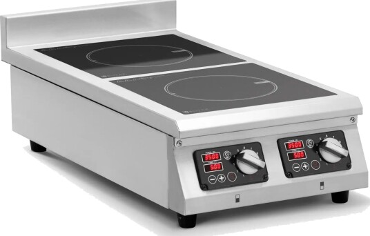 Induksjonsplate   2 x 28 cm   60 til 240 °C   400 V   Timer   Royal Catering RCIC 3002T