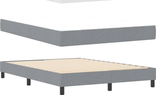  Box Spring Seng med Madrass Lys Grå 140x190 cm Stoff