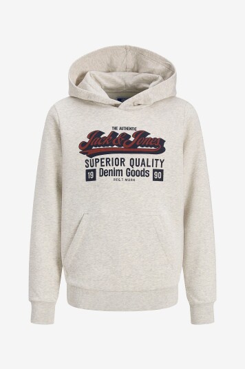 Jack & Jones Junior Hettegenser jjeLogo Sweat Hood 2 Col 25/26 Hvit