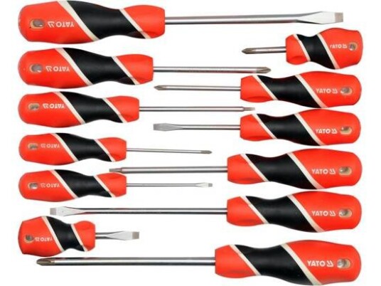 Yato Skrutrekkersett 12 Stk. Flat og Kors S2 58 Hrc