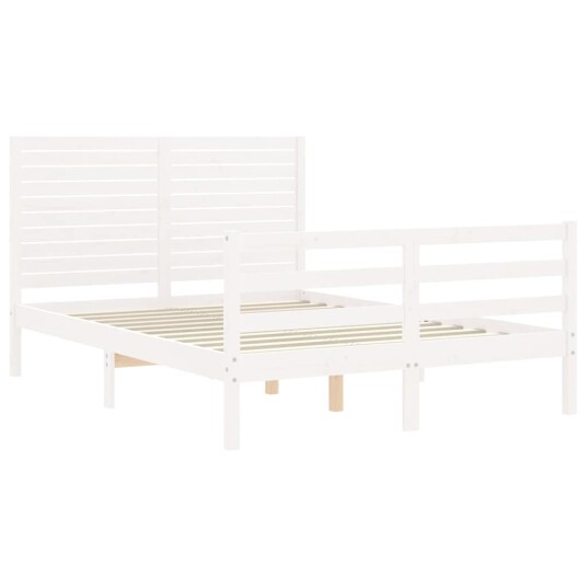 vidaXL Sengeramme med hodegavl hvit 120x200 cm heltre