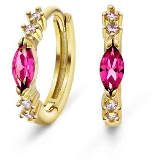 Pan Jewelry, Øreringer i 925 forgylt sølv med rosa zirkonia