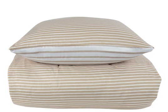 Borg Living Sateng sengesett - 140x220 cm - Narrow lines - Sand - 100% Bomullssateng
