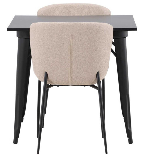 Venture Design Tempe & Modesto spisegruppe Beige/svart 2 stoler & bord 80 x 80 cm