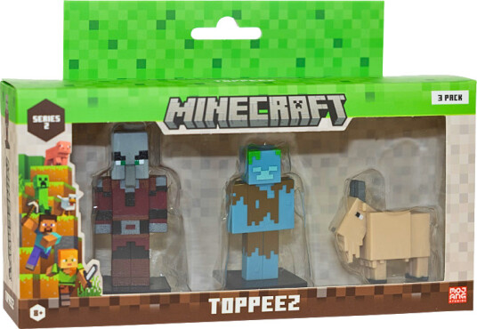 Minecraft Figur S2 Toppeez 3 stk 6 cm Pillager Drowned og Goat 145457