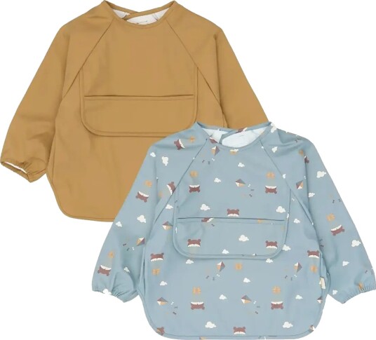 Fabelab Sleeve Bib 2-Pack Little Flyers A Brown Fabelab Sleeve Bib 2-Pack Little Flyers A Brown
