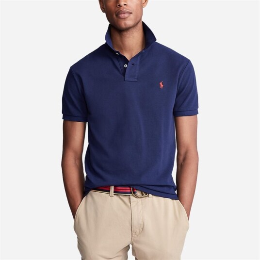 Ralph Lauren Slim Fit Mesh Polo Shirt - Navy Ralph Lauren Slim Fit Mesh Polo Shirt - Navy
