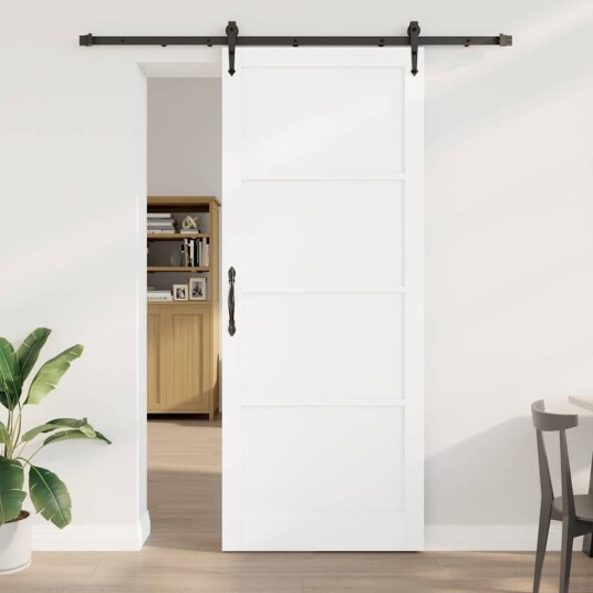 vidaXL Skyvedør med Skyvedelsett Hvit 93x232 cm Solid Tre Furu