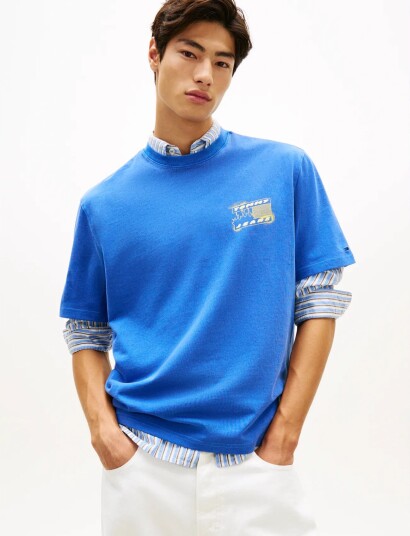 Tommy Jeans Tjm 90S Bubble Flag Ss Tee Blue L
