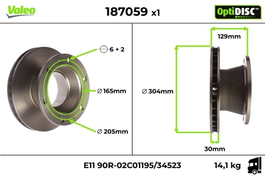 Bremseskive VALEO 187059